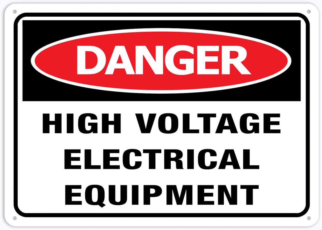 Danger High Voltage Electrical Equipment Aluminum Metal Sign 12"x8" Pre-Drilled Holes For Easy Mounting Indoor/Outdoor Use - Fence/Door/Gate