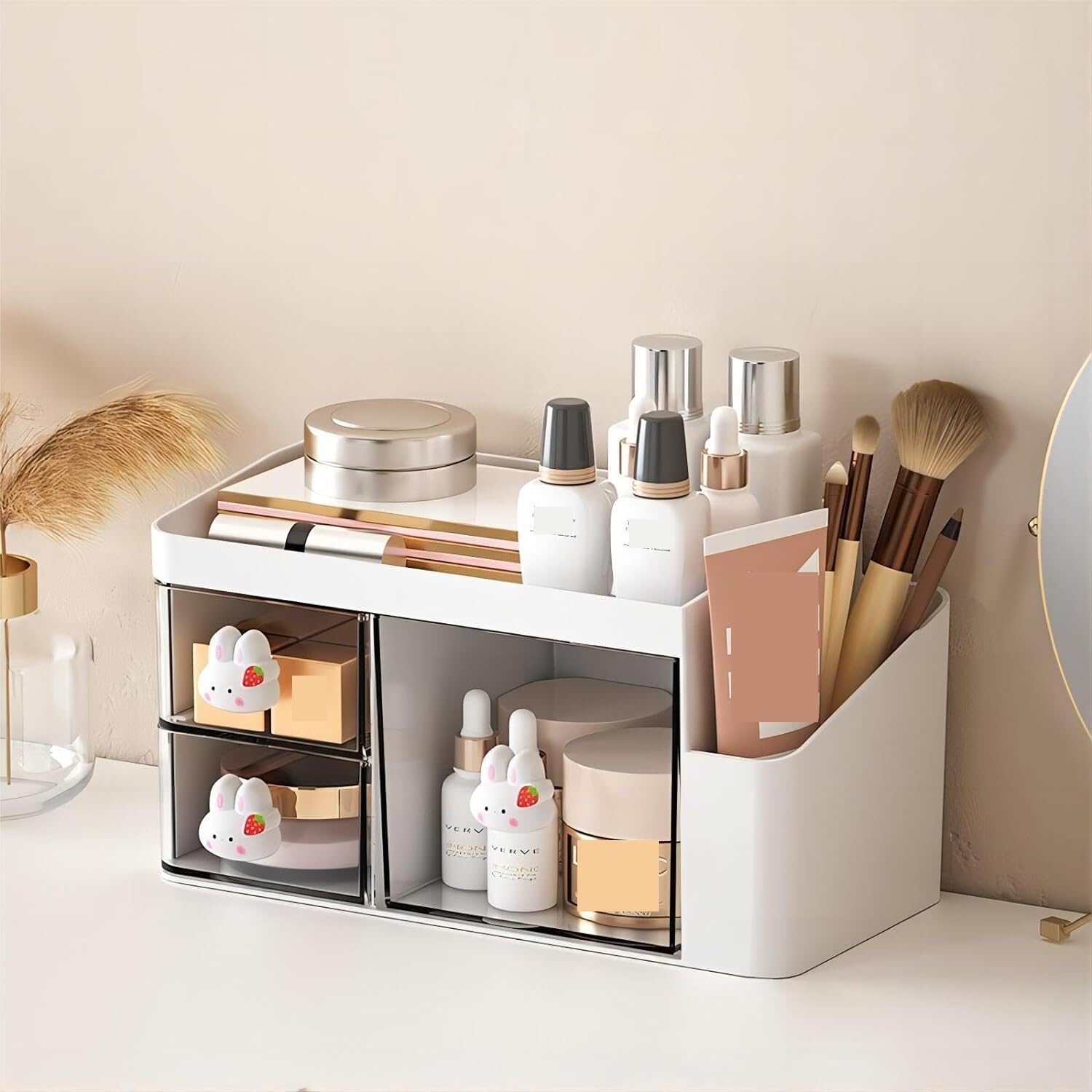 Schreibtisch Organizer Schreibtisch-Organizer Mit 2 Schubladen, Bürobedarf-Organizer Für Den Schreibtisch, Niedliches Schreibtischzubehör Kunststoff Büro(A)