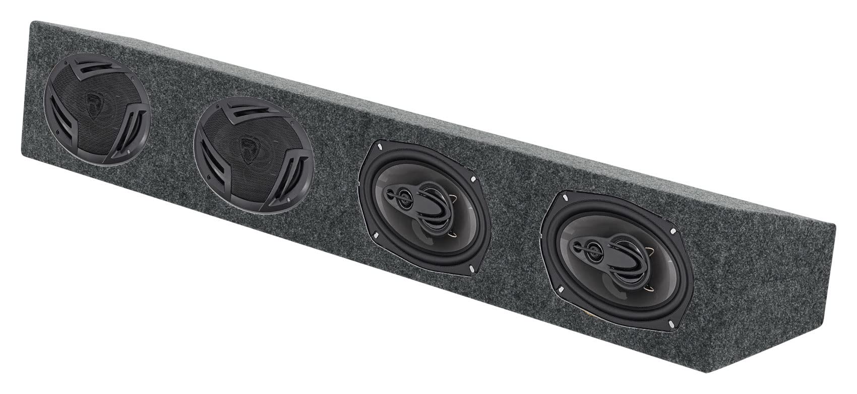 Rockville Car Audio Bundle: (4) RV69.4A 6x9-in 1000W 4-Way CEA-Rated Car Speakers, RS6X9-4 4-Hole Double Angle 6x9-in Speaker Enclosure Box, for Car