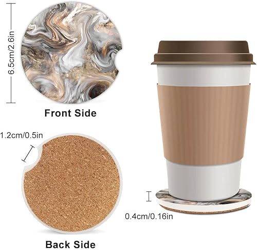 Miniatura 2 de Portavasos de cerámica para automóvil para mujereshombres, portavasos absorbentes para automóvil con muesca de dedo de 2.56 pulgadas, paquete de 2,