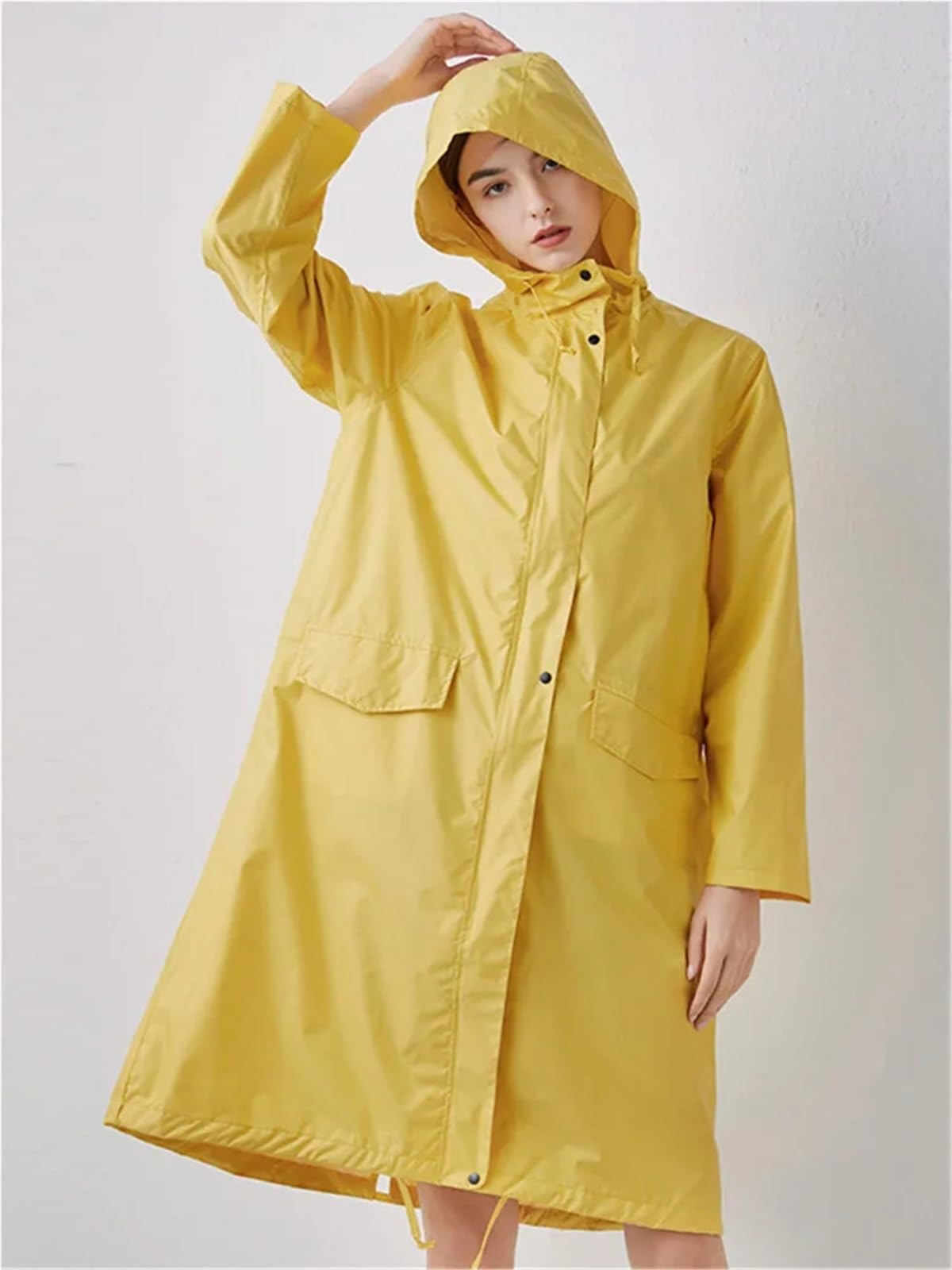 Kway Impermeabile Giallo in Nylon for Uomo e Donna, Poncho da Trekking, Impermeabile Traspirante Lungo Portatile, Giacca alla Moda(M)