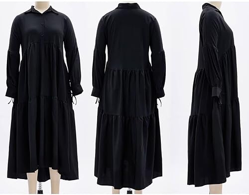 Miniatura 5 de Vestido maxi camisero de manga larga para mujer, elegante vestido de fiesta suelto con botones