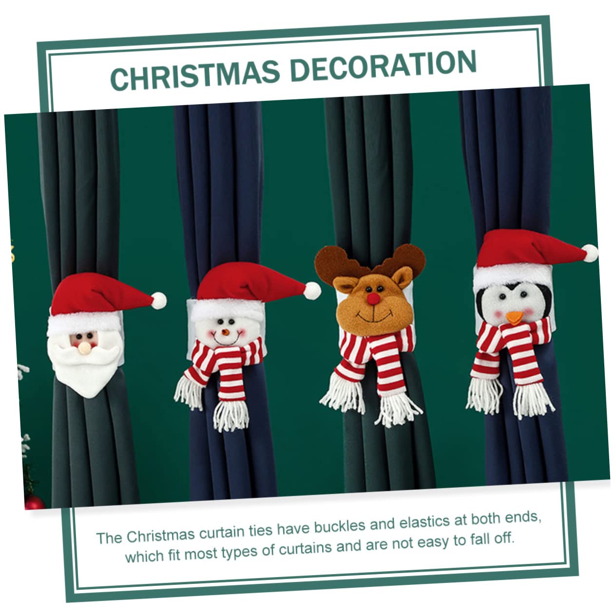 Amosfun 4 Ensembles Embrasses De Rideaux De Noël en Or pour Rideaux Guirlandes Crochets pour Embrasses De De Fenêtre Décorations Cravates 4 pièces * 4