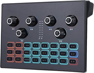 USB Sound Card, Live Audio Card Voice Changer KTV Sound Card Supports Dual Microphone for Mobile Phone Computer for Live Broadcasting