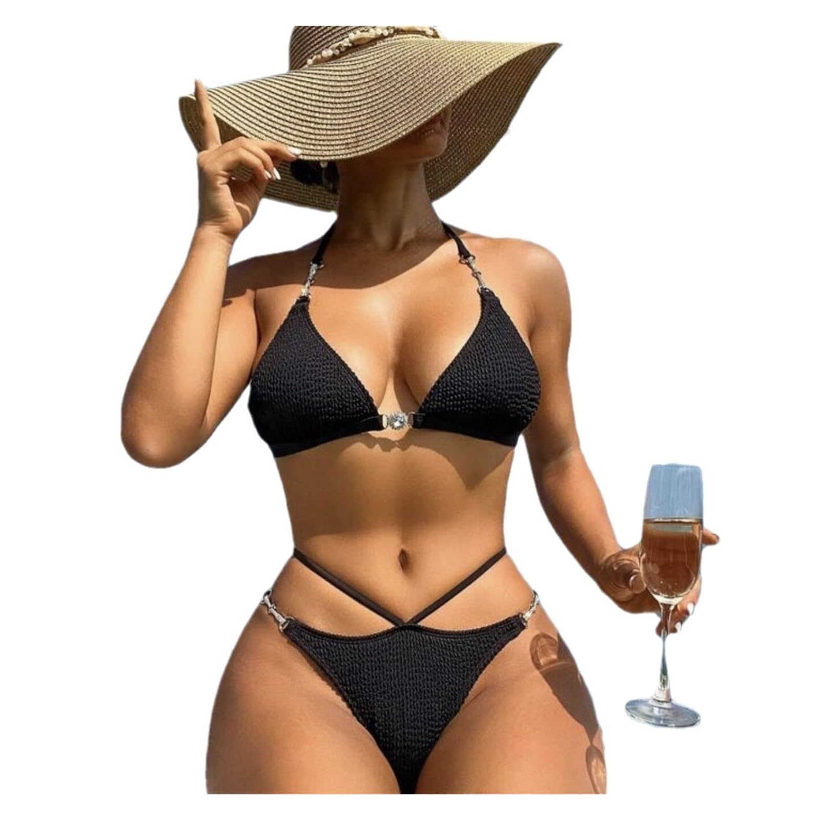 Amazon.co.jp: 2024水着女性ツーピース水着セクシーな三角ビキニ水着