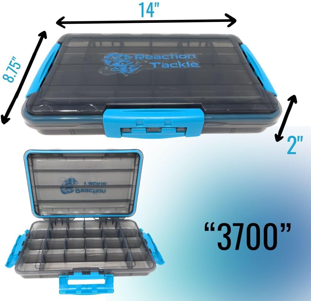 Reaction Tackle Ultimate Waterproof Tackle Box Trays with Removable Dividers - Organization and Storage Solution- 2-Pack Kit of 3-Clip Trays - 3700 2-pack