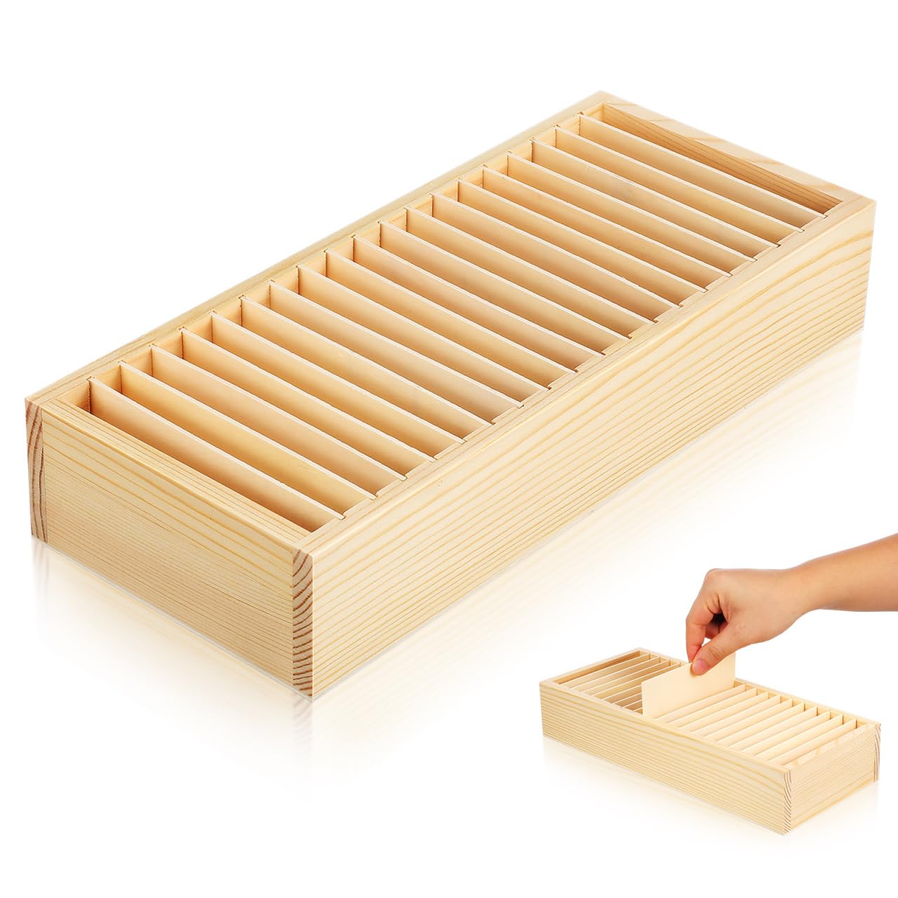 Organizador de escritorio de madera para mantener sus tarjetas de visita ordenadas