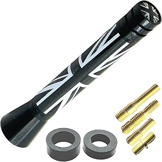 HTharros ミニクーパー アンテナ MINI BMW 汎用 ヘリカル ショート アンテナ FM AⅯ ラジオ 車用 グレーユニオン 7.7cm