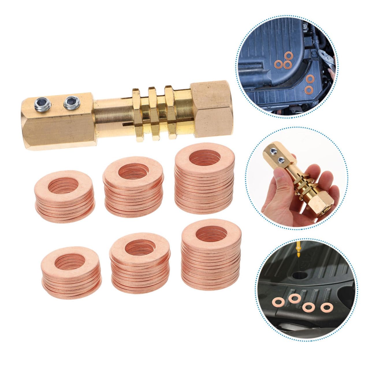 Alipis 200Pcs Metric Copper Sealing Washers Assortment Kit Flat Ring Oil Drain Plug Gasket Seal for Automotive Repair and Lightweight Copper Washers for Efficient Repairs