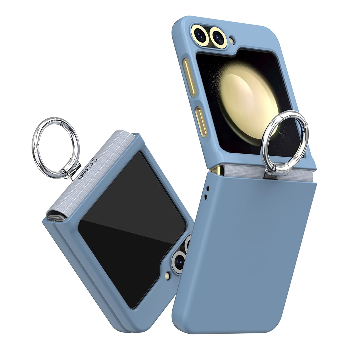 ArareeAero Flex R Samsung Galaxy Z Flip 6 Case with Hinge Protection & Ring, Protective Slim Cover Protective Body (PC) with Hinge Protector (TPU), Compatible with Galaxy Z Flip 6 5G (Sky Blue)