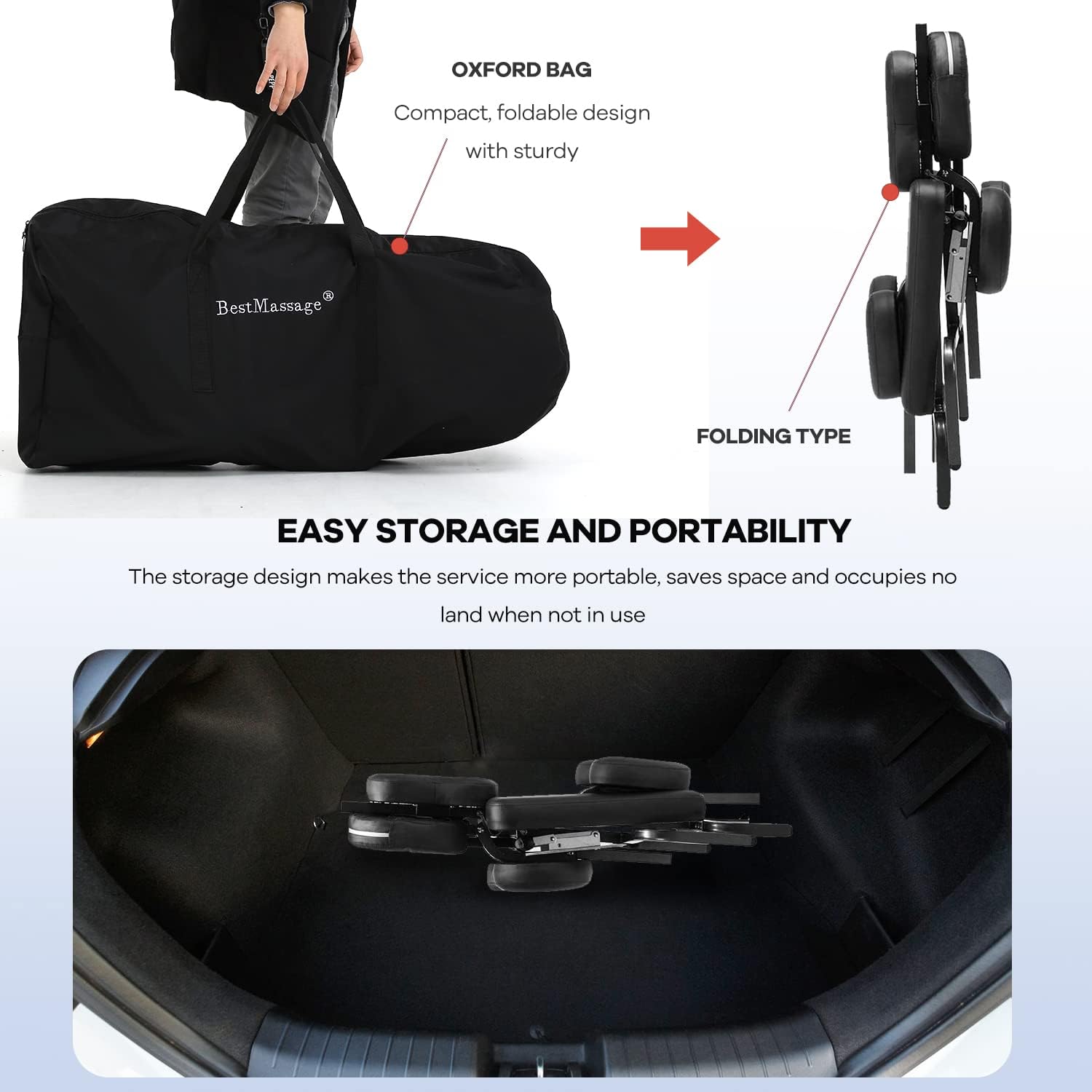 Folding Massage Chair, Portable Therapy Tattoo Chairwith 4 Inches Thickness Sponge,Ergonomic Adjustable Lightweight Beauty Chair for Tattoo, Spa, Salon and Treatment