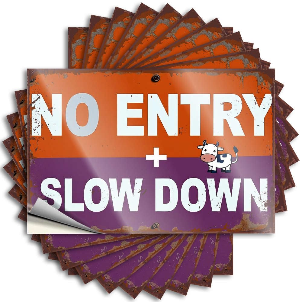 Country Decorations for Home Quote - Winter Double Helmet No Entry + Slow Down(6X9CM)