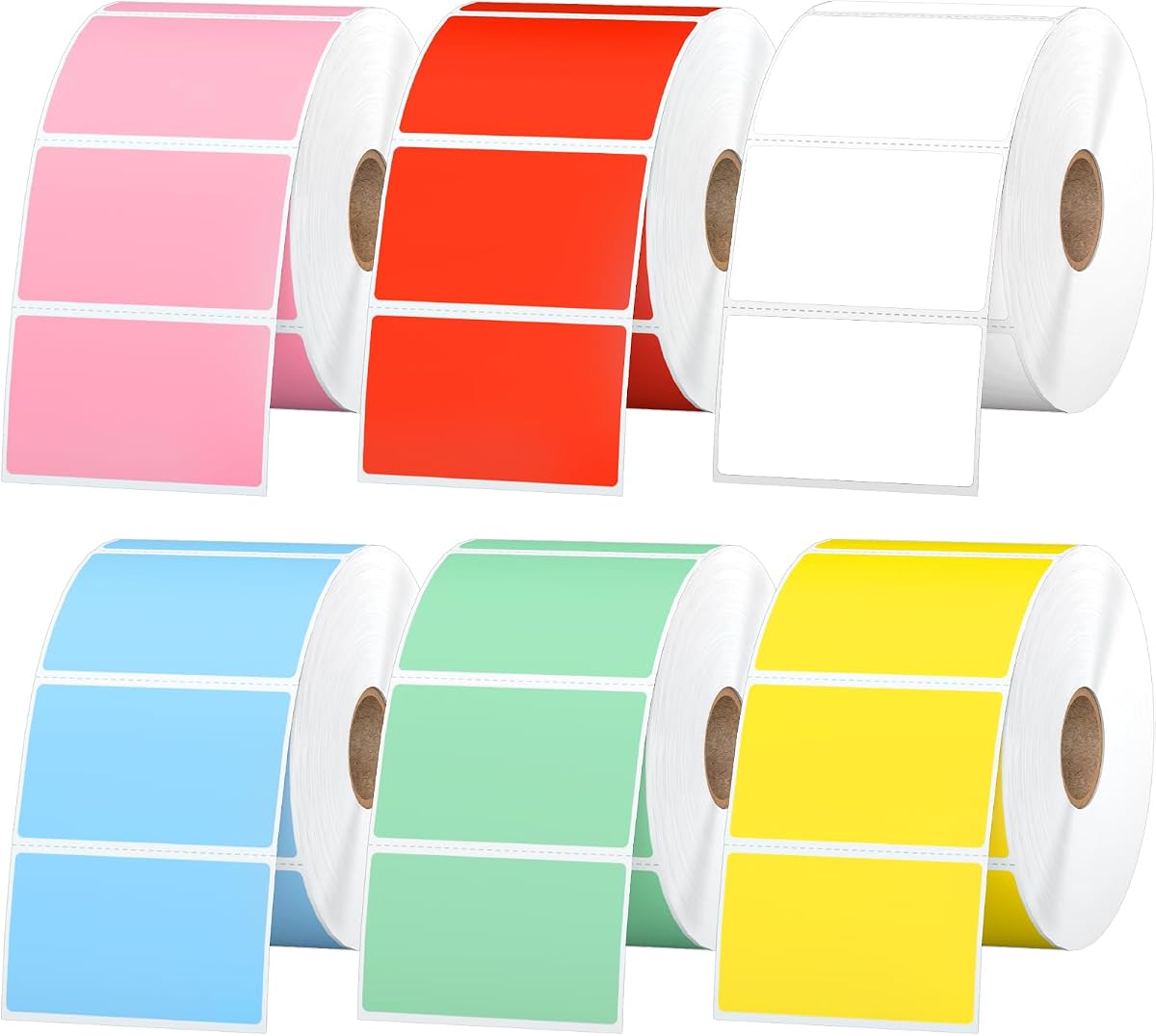 6-Color 2.25" x 1.25" Direct Thermal Label (6 Rolls, 6000 Labels) | Self-Adhesive & Perforated Multipurpose Address Shipping Barcode Stickers Compatible with Zebra & Rollo Label Printer