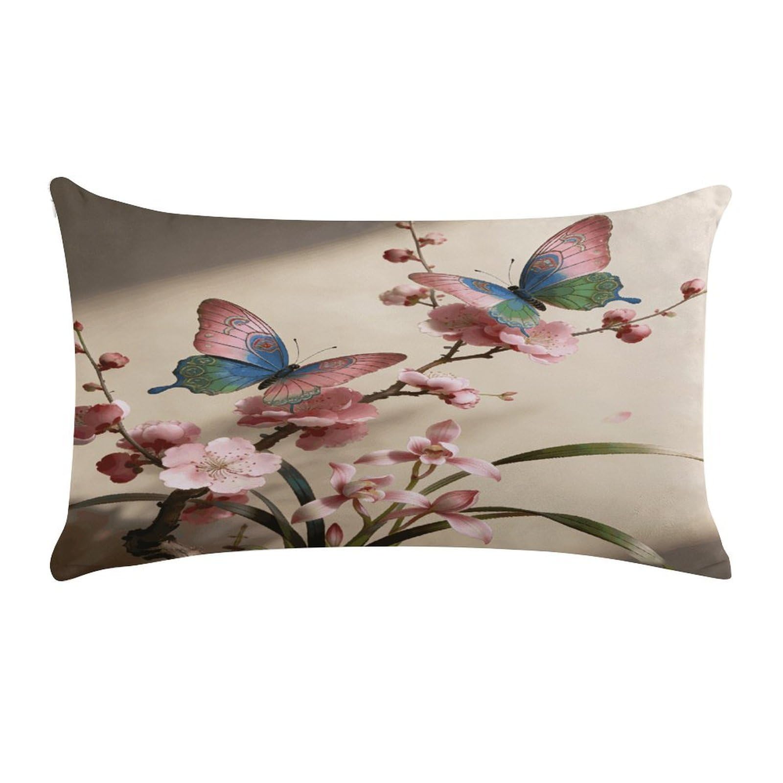 Fodpand Style Butterfly Perches On The Spring Branch. Pillow Cases Set Of 1 Extra Soft Pillow Protectors With Hidden Zipper Perfect For Hotels, Guest Rooms,Bedroom 12X20 Inches Pillows Not Included