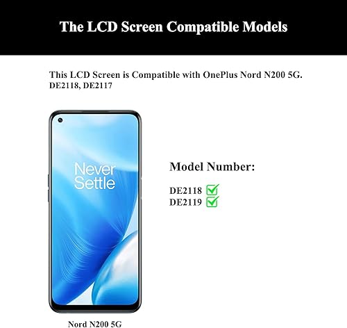 Miniatura 5 de Nord N200 - Kit de repuesto de pantalla LCD 5G con marco compatible para OnePlus Nord N200 5G DE2117 DE2118 con manual de usuario y herramientas de