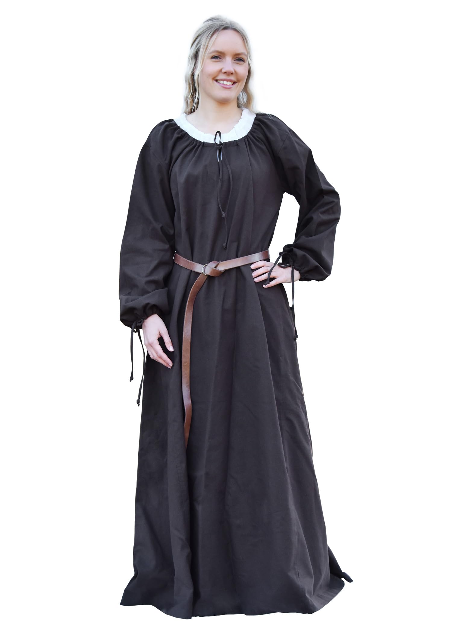 Battle-Merchant Ana Medieval Dress for Women – Renaissance Faire LARP Costume, Historical Viking Style Long Cotton Gown