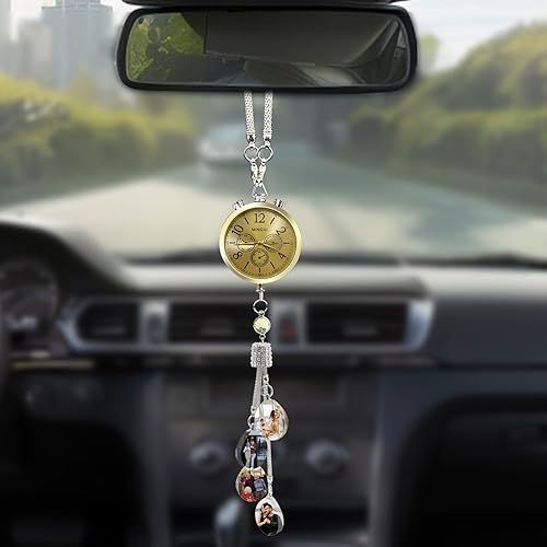 Vista 44 de AIFLM Adornos para colgar en el auto con fotos personalizadas, espejo estético personalizado, accesorios para el interior del automóvil, accesorios