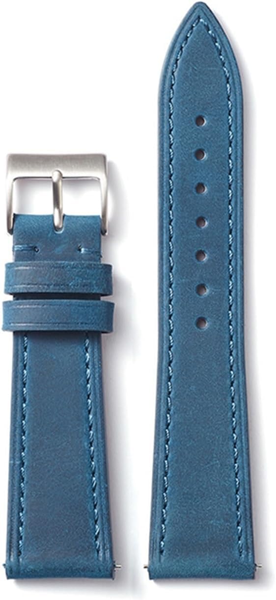 Vintage Watch Strap Quick Release 18mm 19mm 20mm 21mm 22mm Cowhide Watchband Smart Accessories(Blue,22mm)
