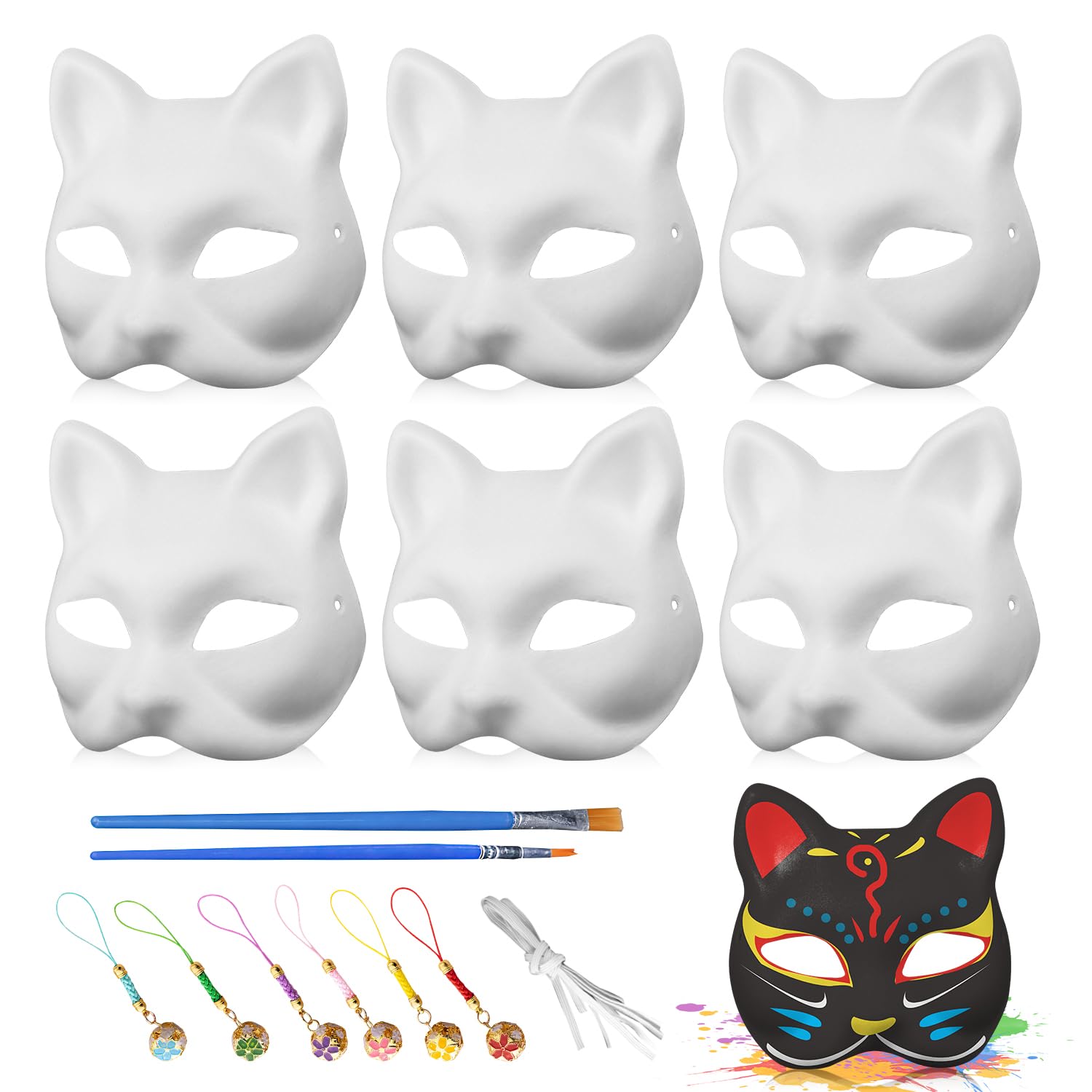 Witte Therian maskers - 9 stuks om te knutselen - onbeschilderd doe-het