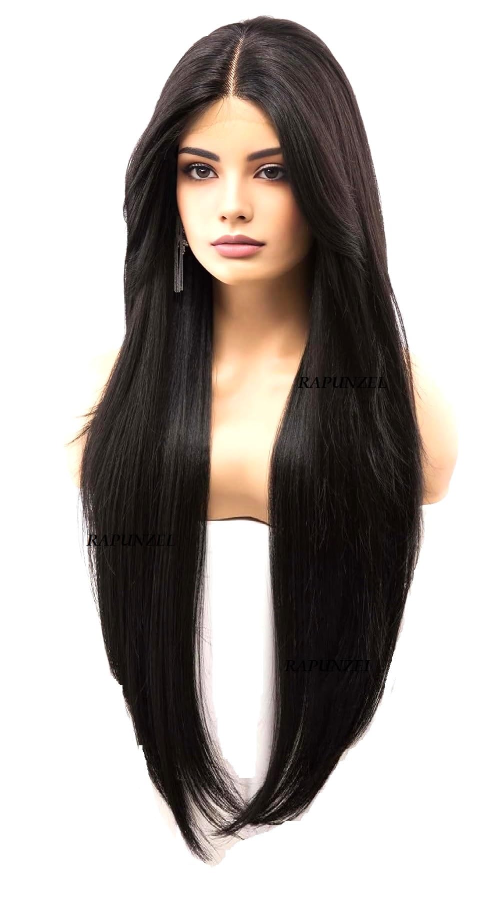 Rapunzel 38 Inches Super Long Full Head Cover Hair Wig Extension Synthetic Natural Looking Breathable Net with Wig Cap (Natural Dark Brown)-image-5