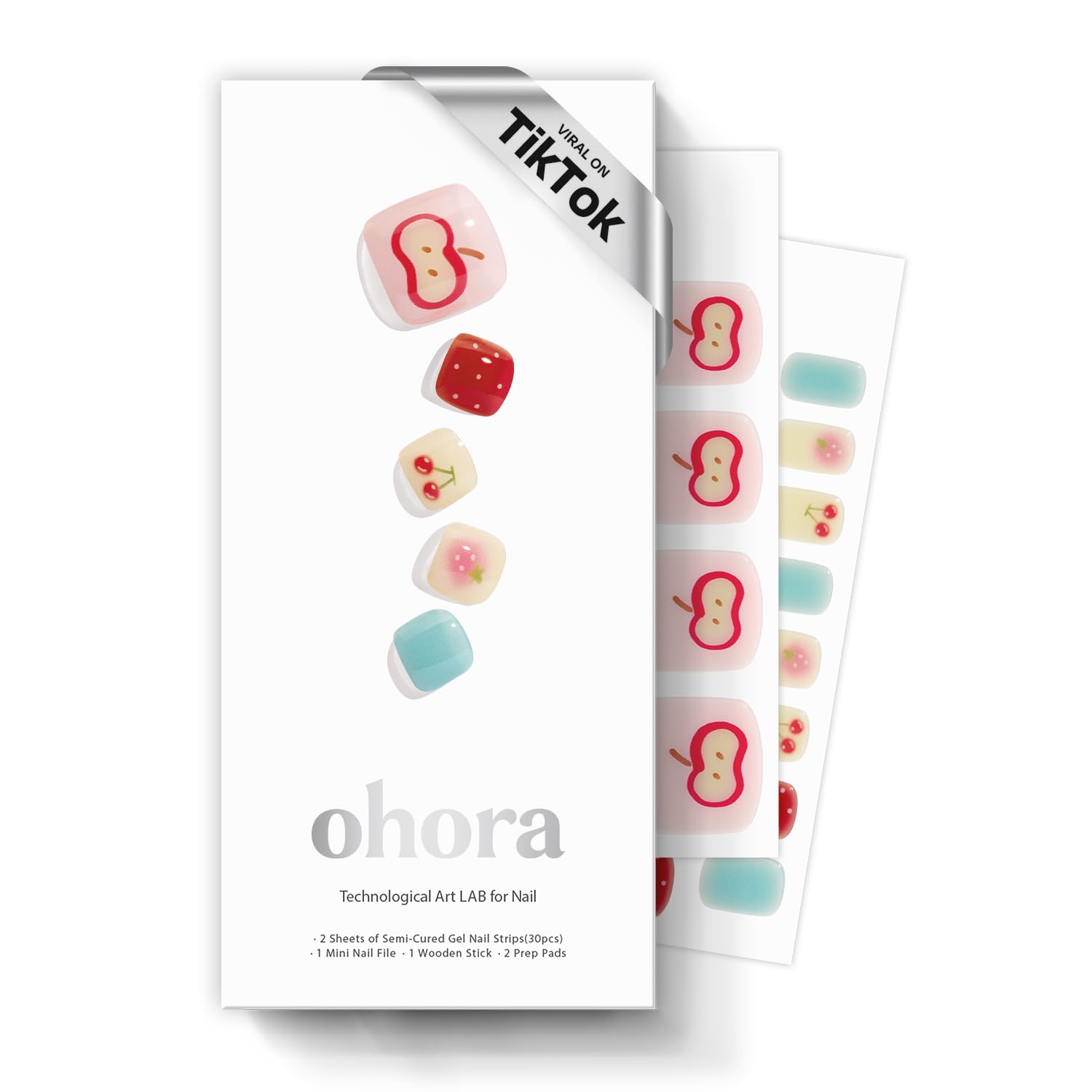 ohora Semi Cured Gel Pedi Strips | Red, Blue, Art, Dot | P Fruit Basket