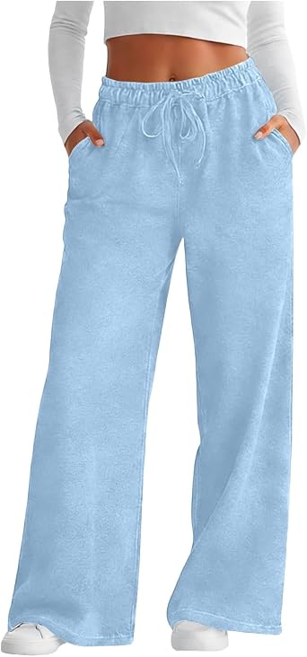 Women Stretch Jeans Wide Leg Casual Loose Denim Pants with Pockets