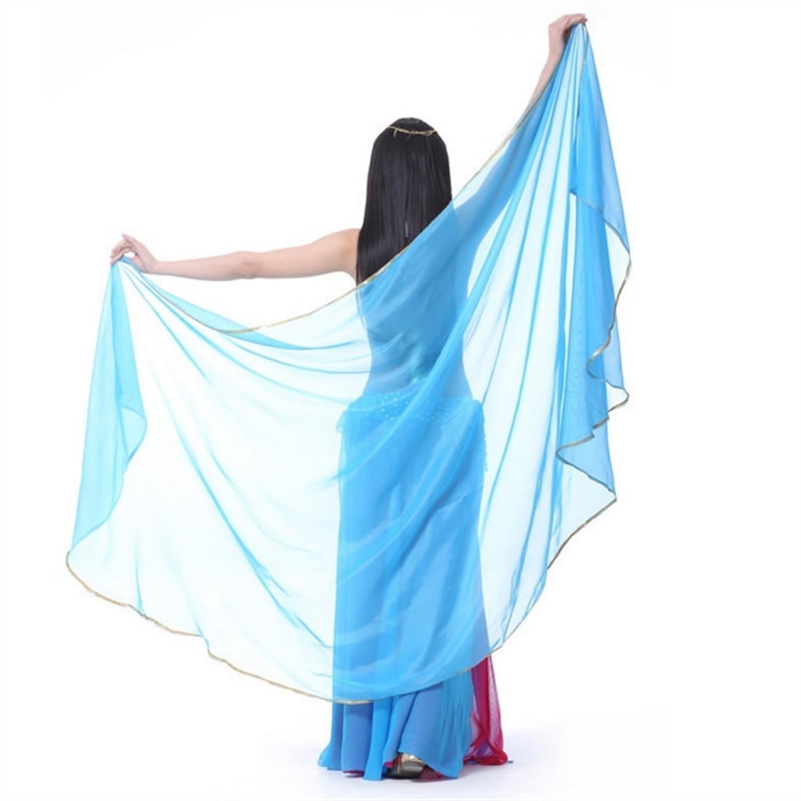MZSKLW Belly Dance Silk Scarf Belly Dance Veils Butterfly Moths Wings Solid Color Chiffon Head Scarf Shawl 250x120cm. Real Silk Belly Dance Veil Silk Scarf(Sky Blue)