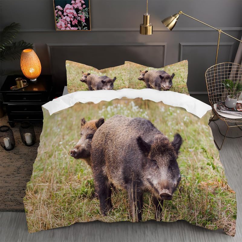 Housse de couette sanglier haut de gamme parure de lit grand confort en microfibre fine