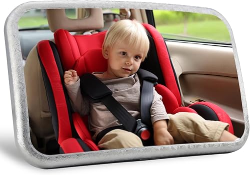 Espejo de coche para bebé, sin vidrio, inastillable, a prueba de choques, ultra seguro, espejo de bebé para asiento trasero, espejo de bebé de