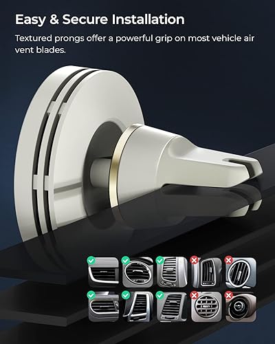 Miniatura 10 de iOttie Velox Mini MagSafe - Soporte de ventilación para automóvil compatible con ventilación de aire en azul medianoche con carga inalámbrica.