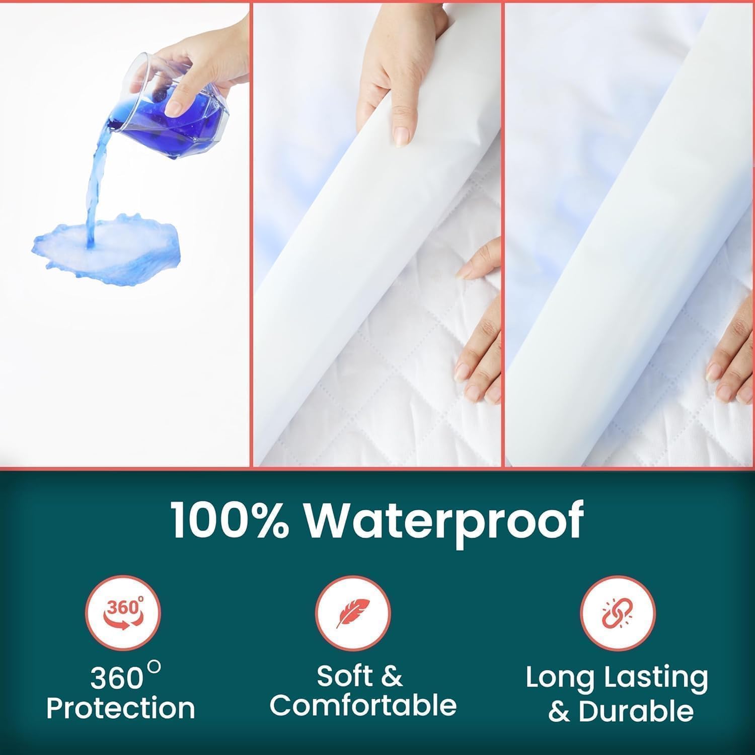 Zippered Mattress Encasement, Full XL Size Waterproof Mattress Protector, Breathable & Noiseless Absorbent 6-Sided Mattress Cover