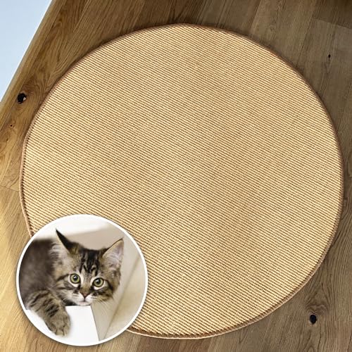 KARAT Katzen Kratzmatte rund 50cm Ø aus Natur Sisal Kratzteppich Kratzmöglichkeiten für Katzen Kratzmöbel für Wand oder Boden - robust &...