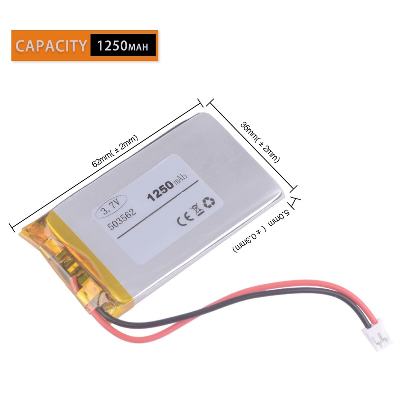 503562 3,7 V 1250 mAh, 3 pièces
