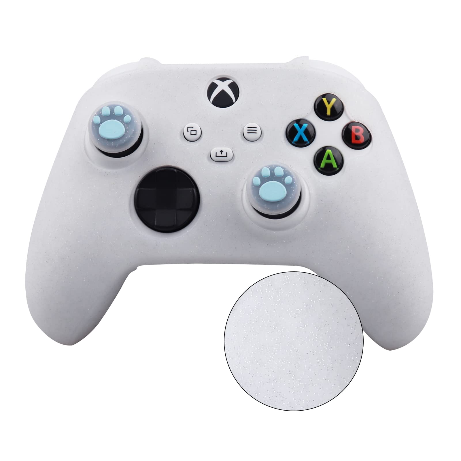 RALAN Skin per controller glitterata per serie Xbox, custodia protettiva in silicone antiscivolo compatibile con joystick Xbox Series Gamepad con 4 tappi per gatti e impugnatura nera per pollice Pro x