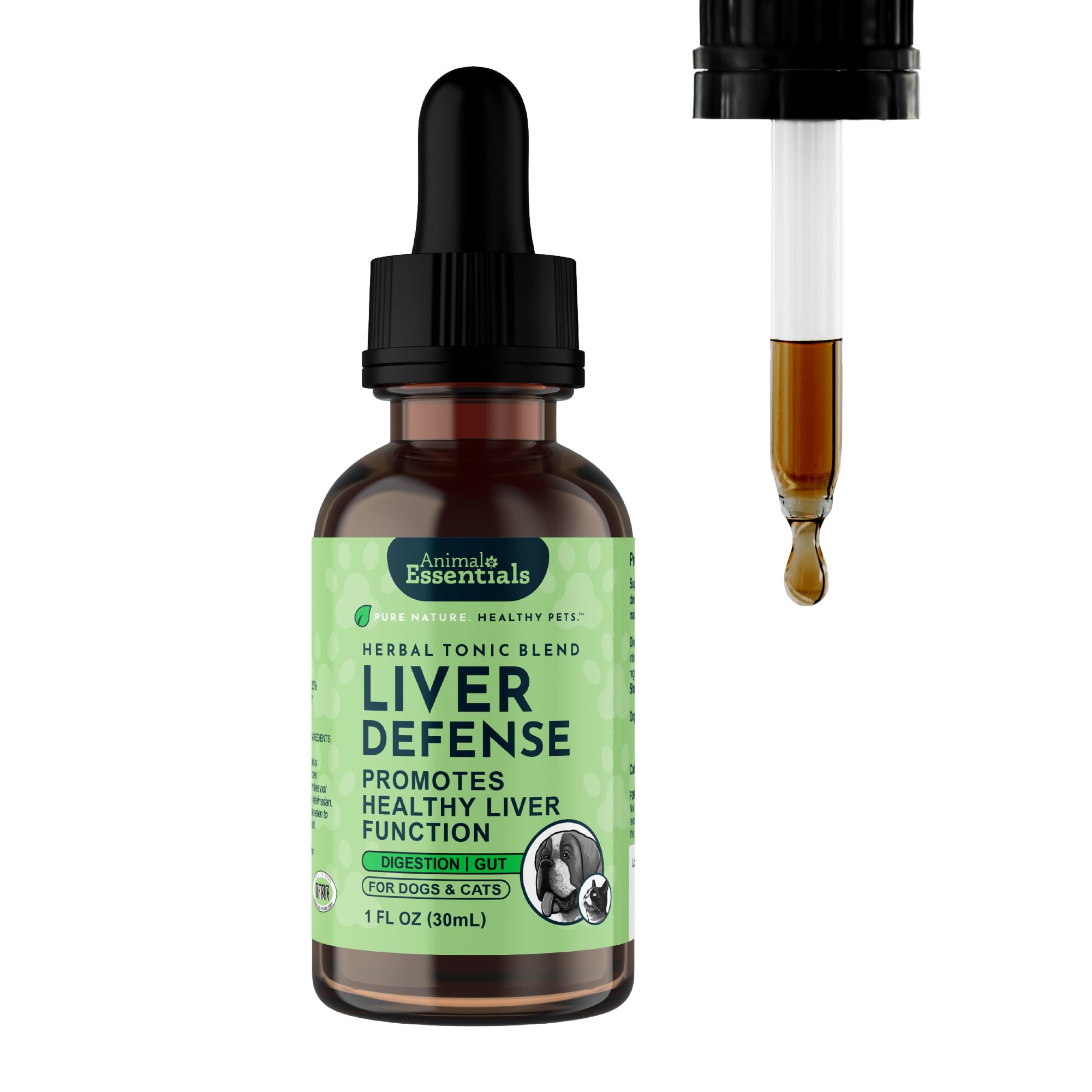 Animal Essentials Liver Defense-Herbal Formula for Dogs & Cats, Maintain Healthy Liver Function, Sweet Taste, 100% Organic Human Grade Herbs, Veterinarian Recommended Animal Wellness Tonics - 1 Fl Oz