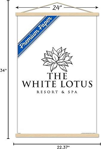 Miniatura 7 de Trends International The White Lotus - Póster de pared con logotipo blanco y negro, 22.37 x 34.00 pulgadas, paquete de impresión premium y colgador