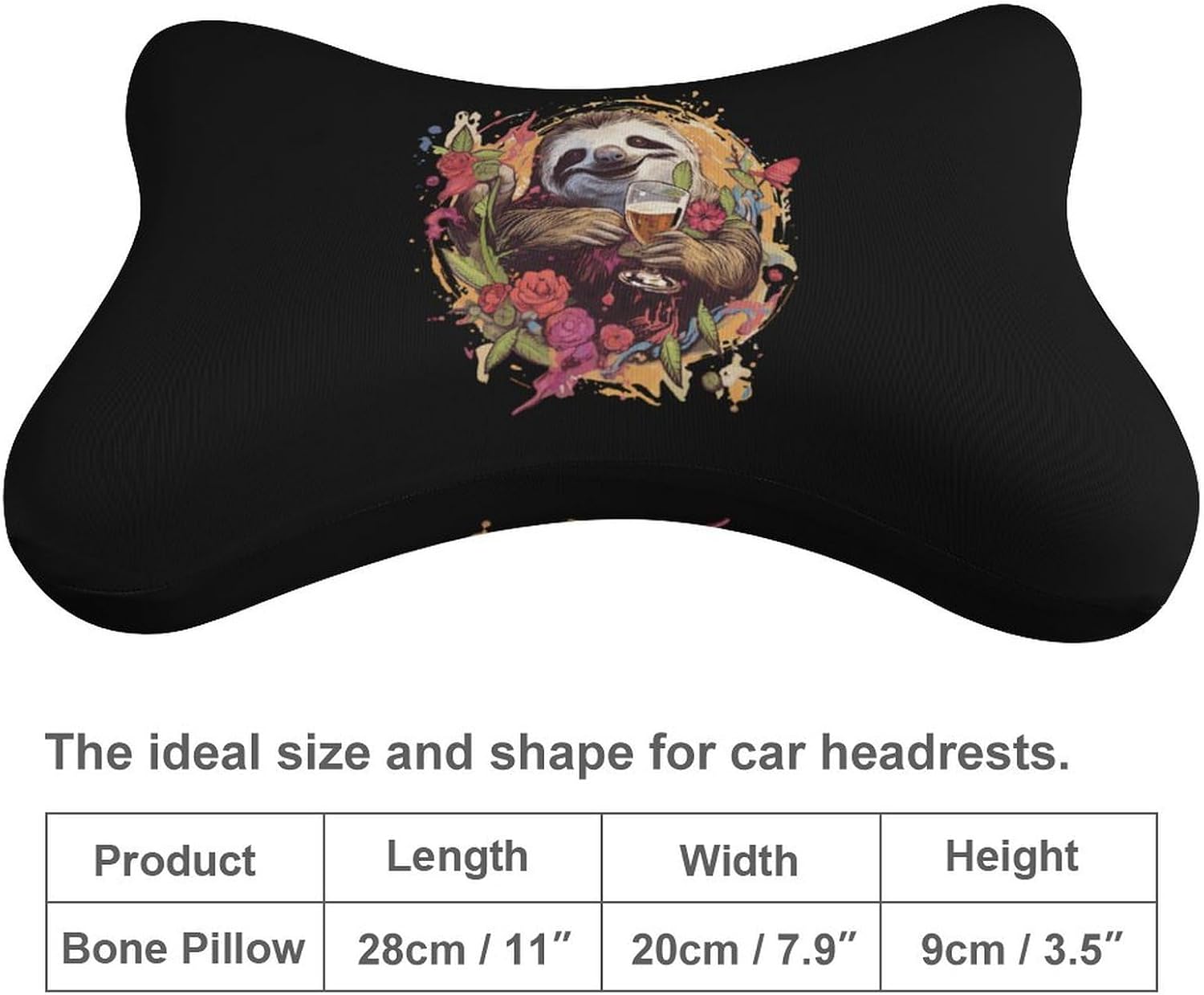 Beer Drinking Sloth 2 Pack Car Neck Pillow Car Headrest Soft Car Pillow for Most Cars