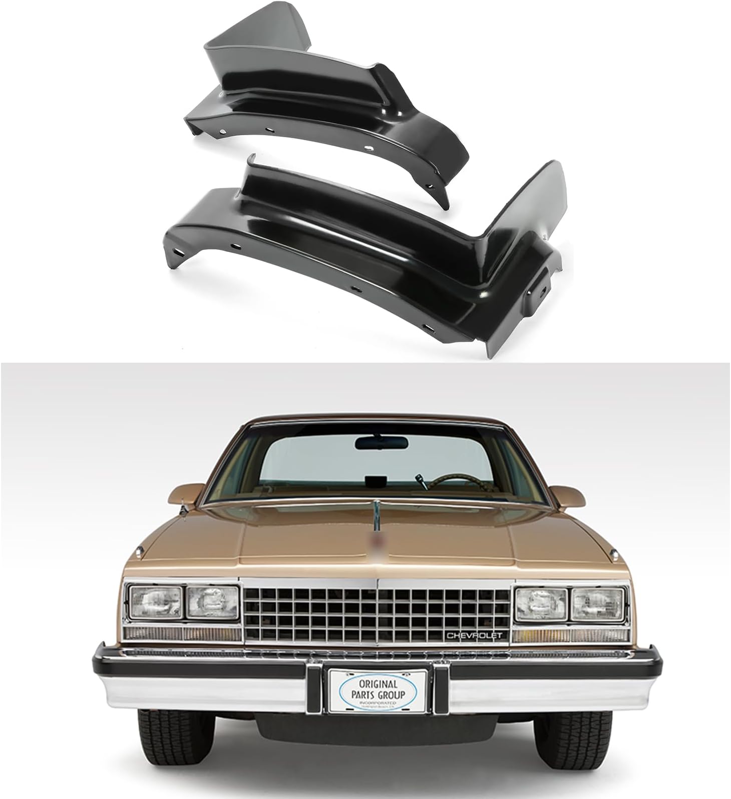 Front Bumper Filler Black Set of 2pcs Fit For 1978-1983 Chevy Malibu