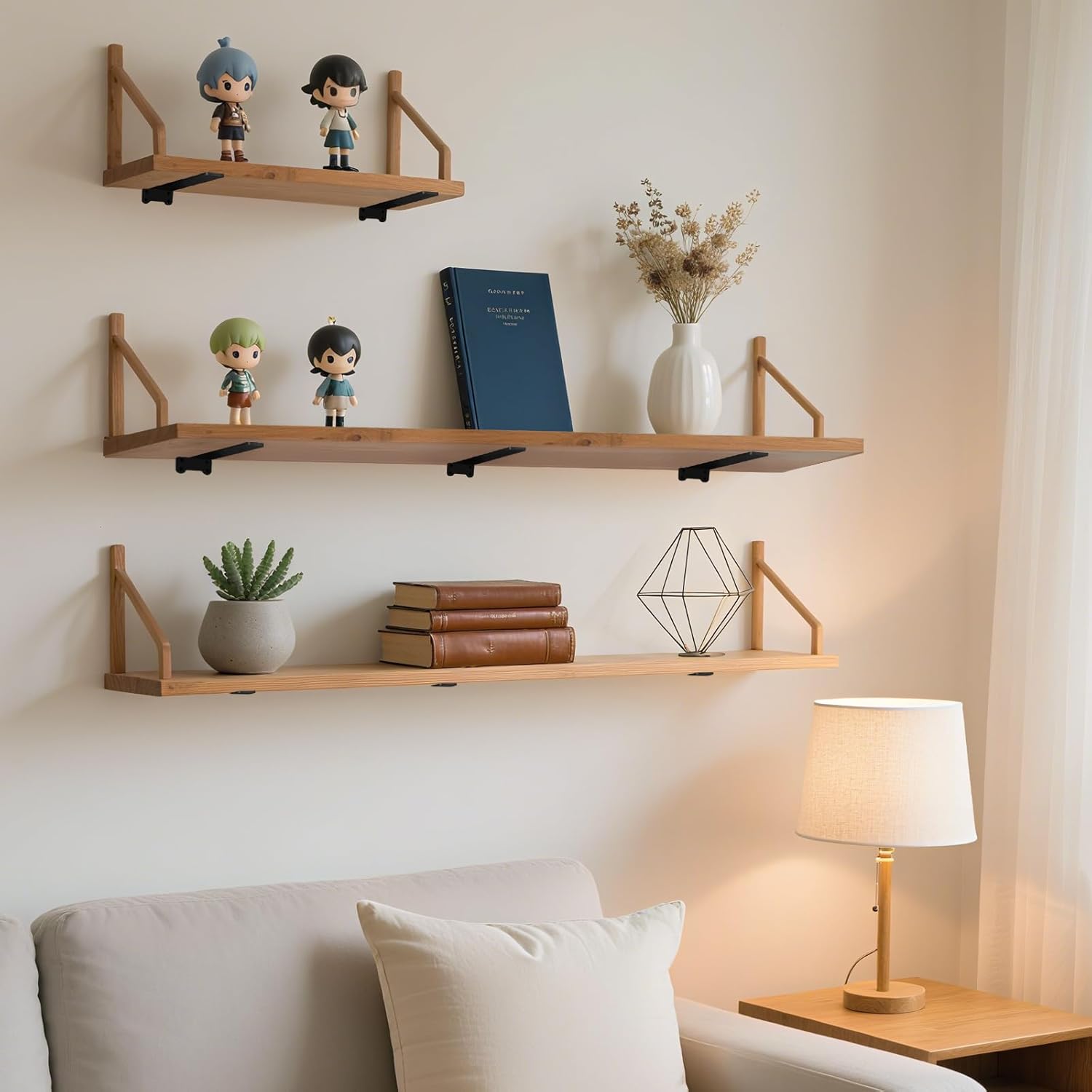 Floating Shelf Brackets Heavy Duty Industrial Garage Shelf Bracket for Corners Black Metal Wall Mount Hardware for Wood Shelf Support Without Wood Board