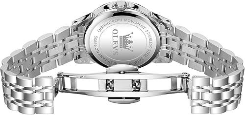 Miniatura 5 de OLEVS Reloj para hombre de acero inoxidable para hombre con vestido de diamantes, relojes de pulsera para hombre, impermeables, con fecha y día,