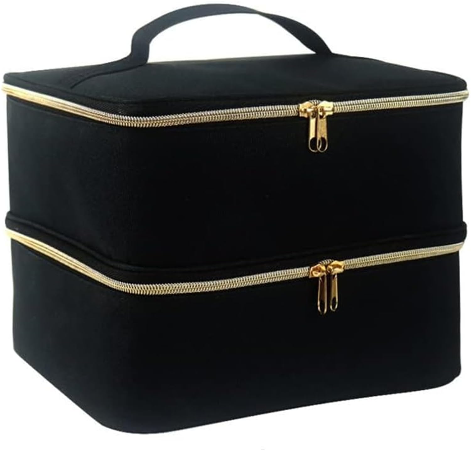 Azonee Nail Polish Carrying Case, Double-Layer Nail Polish Storage Bag, Fits Nail Dryer Lamp and 30 Bottles (15ml), Nail Polish Organizer Bag with Adjustable Dividers for Manicure Set, Black