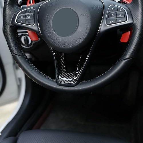 Miniatura 5 de YIWANG Adhesivos en forma de U para volante de automóvil de fibra de carbono real para Mercedes Benz GLC Clase C W205 X253 2015-2019 Accesorios para