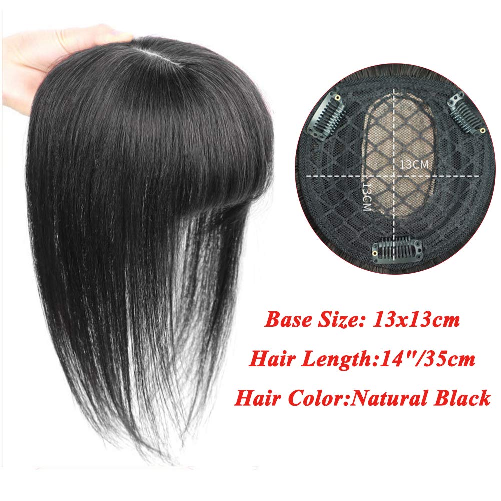 Clip-In Human Hair Topper, Silk Base, 5.1x5.1 Inches, 16 Inch Length Benehair 100% Human Hair Extensions Clip In Topper Toupee  main image 4