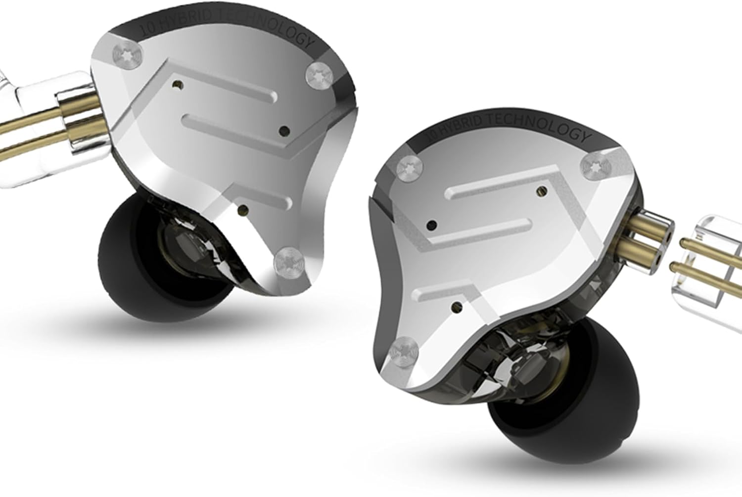 KZ ZS10 Pro in Ear Monitors,4BA+1DD 5 Driver in-Ear HiFi Metal Earphones with Stainless Steel Faceplate IEM Earphones, 2 Pin Detachable Cable