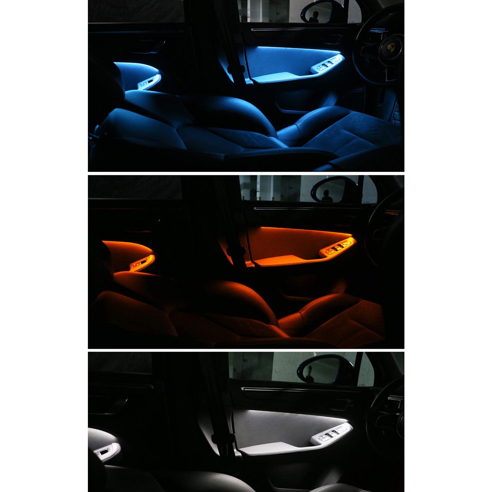 Juego de lámparas ambientales LED Torvex, Kit de Tiras de luz Interior Compatible con 2014-2020, Atmósfera LED de automóvil Ligera 3 Color Franja