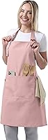 TOSHE Powder Pink Waterdrop Resistant Kitchen Apron with Pockets, Adjustable Unisex for Cooking, Gardening, BBQ, Art