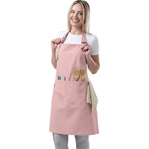 TOSHE Kitchen Apron Waterdrop Resistant Cotton Apron with adjustable Aprons