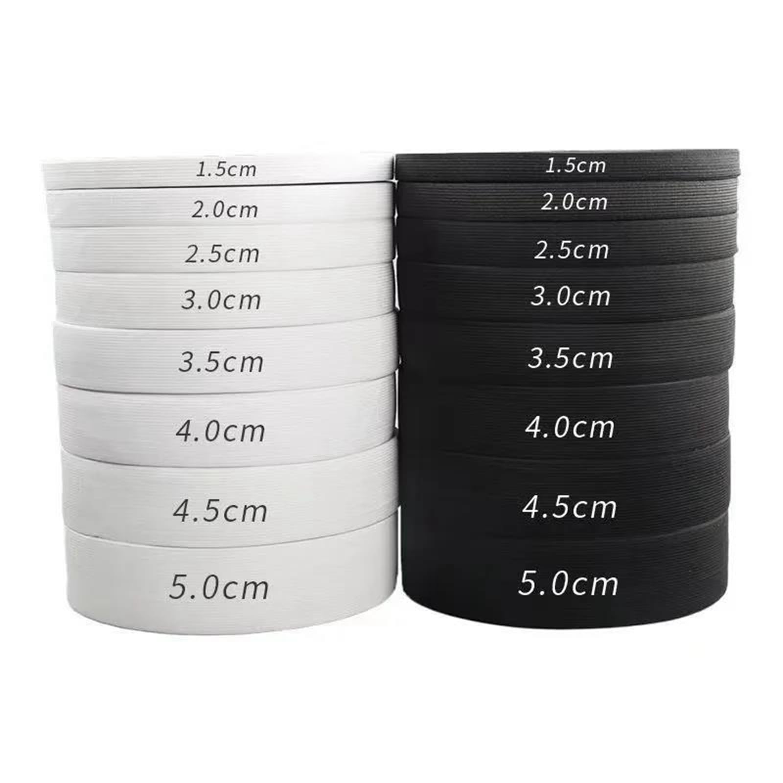 Bandas elásticas Banda elástica ancha y plana Banda elástica de 5 metros, color blanco y negro, de 10 a 50 mm de ancho, for accesorios de costura de prendas, telas de costura DIY, color negro, 55 mm.(