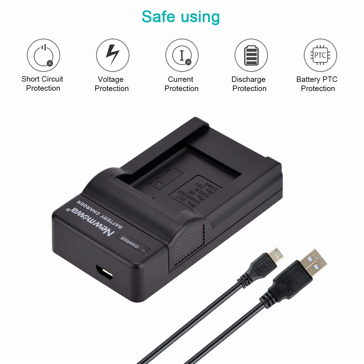 Newmowa Li-42B Batería (2-Pack) y Kit Cargador USB portátil para Olympus Li-42B, Li-40B and Olympus Stylus 1040, 1050W, 1060, 1070, 1200, 7000, 7010, 7020, 7030, 7040