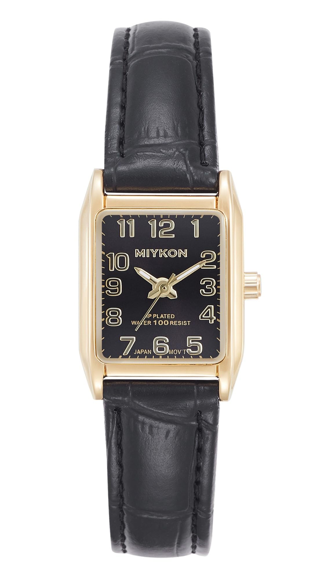 Miykon Dainty Vintage Tank Square Dress Watches for Women – Genuine Leather Band, Second Hand, Japanese Quartz, Water Resistant